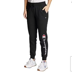 Champion Jogger Sweatpants Women's SizeXXL 2XL Black Logo Drawstring Pockets NEW